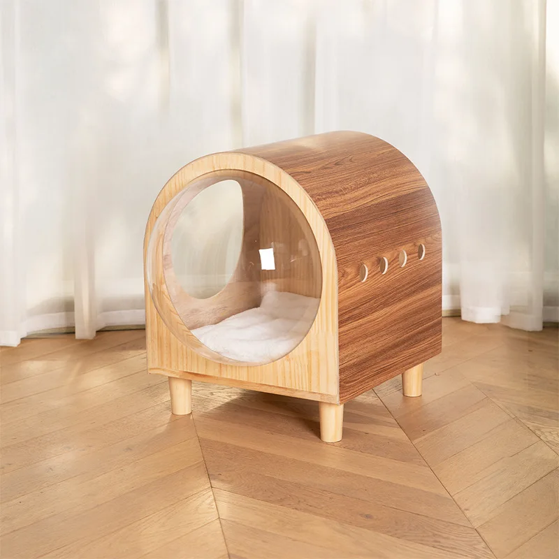 

Household Pet Supplies Multifunctional Solid Wood Tree Hole Desk Space Cat Coffee Table Cabinet Cat Litter Cage Hammock