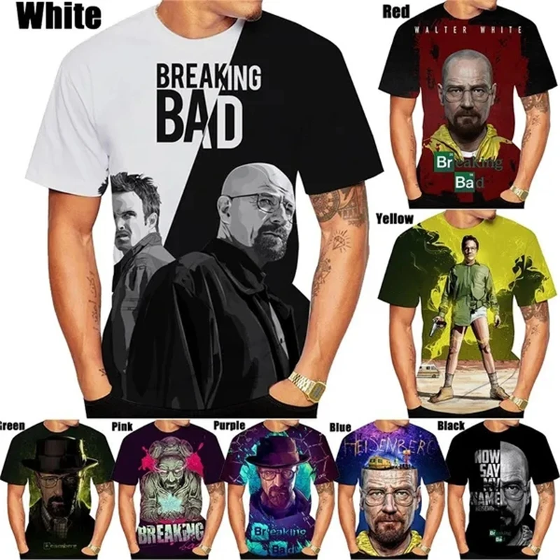 

New Fashion Summer Hot Sale 3D Breaking Bad Men'swomen's T Shirt 3D Printing Short-sleeved Round Neck Tshirt Men's Tops Clothing