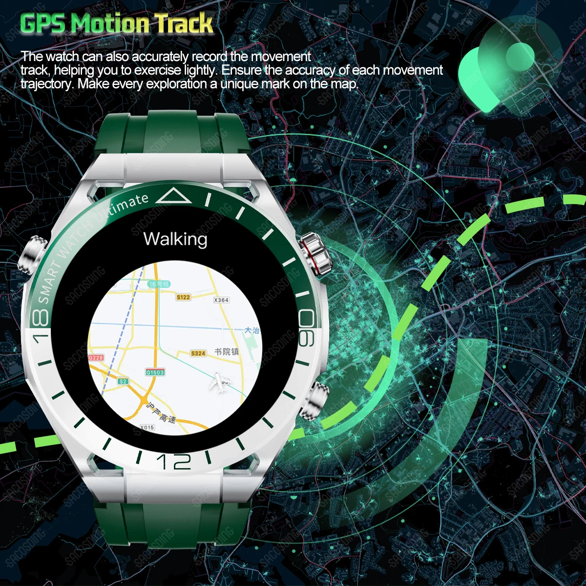 Умные часы для HUAWEI 1 3-дюймовый экран GPS/SOS/NFC/Bluetooth вызов/сердечный ритм/кислород в