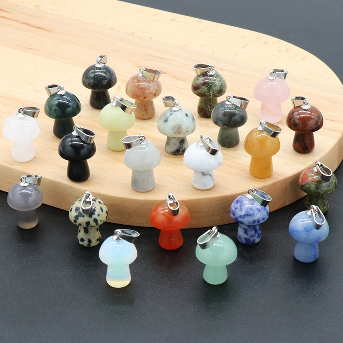 

Natural Stone Mini Mushroom Shape Pendant Decoration for Making DIY Healing Crystal Statue Home Decoration Ornament Accessories