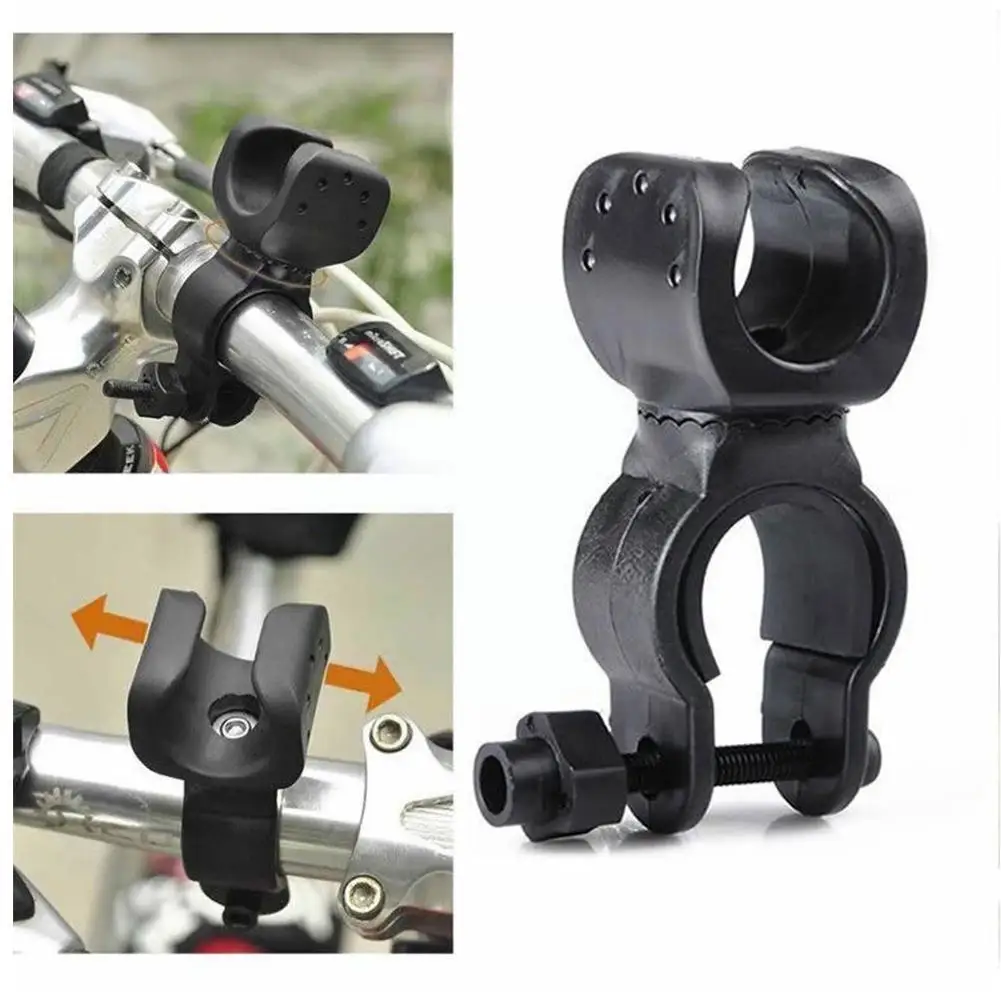 

New Bicycle Front Light Clip Mount Bracket Flashlight Rotation Antiskid With Rubber Bike 360 Degree Hol Cycling Light Torch N0A3