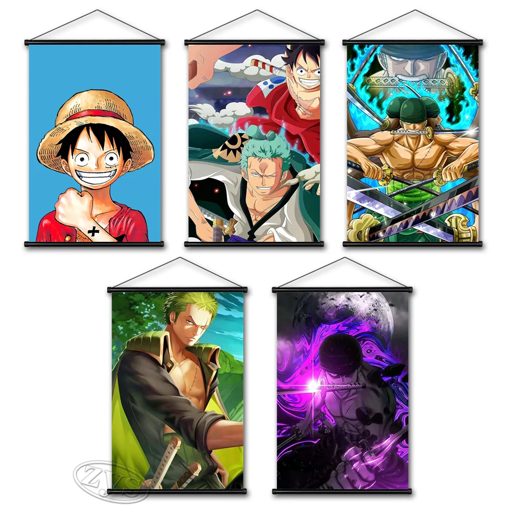 

One Piece Canvas Painting Monkey D. Luffy Poster Wall Picture Roronoa Zoro Hanging Scrolls Cuadros Living Room Home Decor Mural