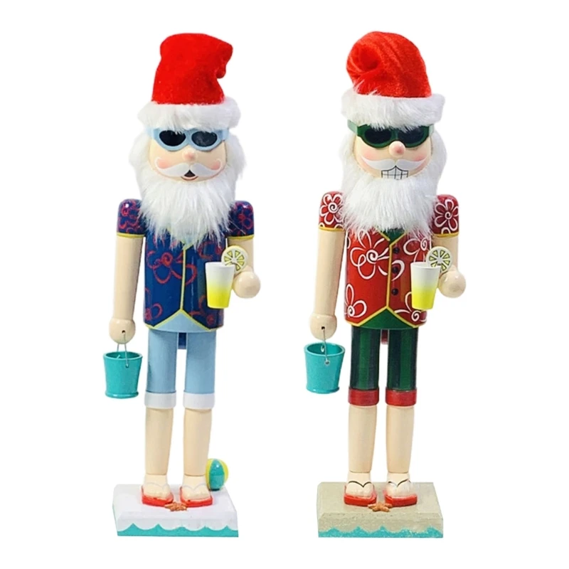 

15Inch Wooden Santa Nutcracker Soldier Figures Christmas Decor for Indoor Table D0LD
