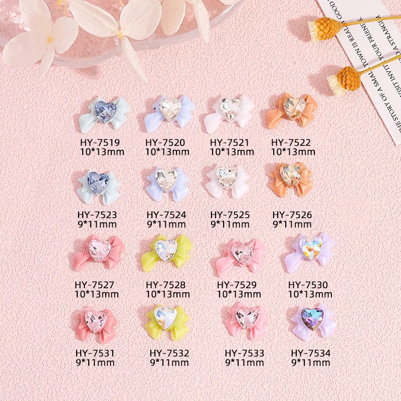 

10pcs 2Sizes Resin Bow Nail Charms Ice Transparent Nails Jewelry Nail Art Decorations Parts For DIY Manicure Design Accessories