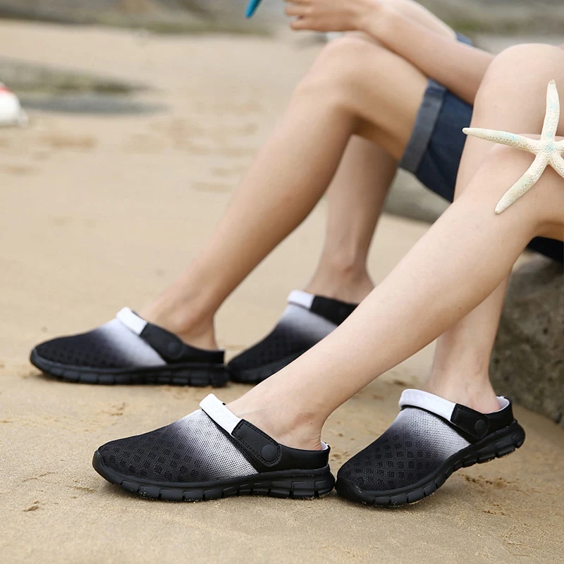 Beach Outdoor Sandals Summer Gradient Color Slippers Unisex Couple Clogs Shoes Flat Impact Resistance Casual Shoes Quick-Drying