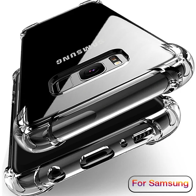 Противоударный чехол для телефона Samsung Galaxy S7 S8 Plus 9 прозрачный силиконовый