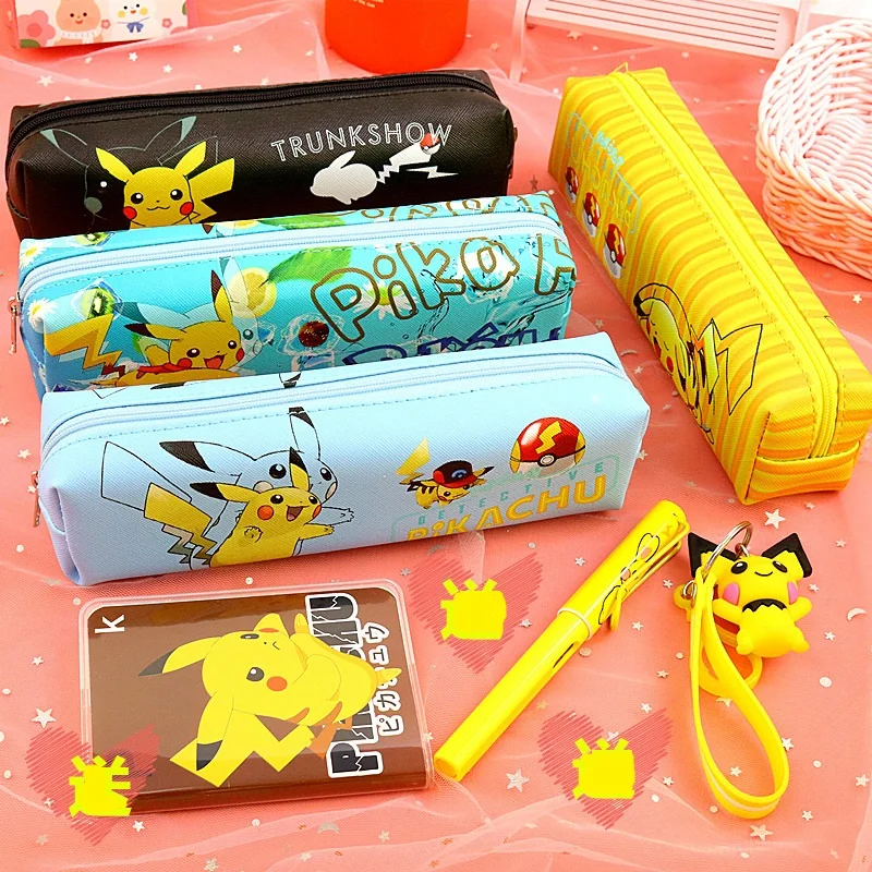 

Pokemon Pikachu Pencil Case Cartoon Figure Pikachu Print Pen Bag Students School Supplies Large Pen Eraser Ruler Storage Bag