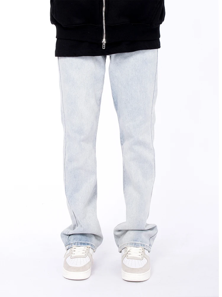 Jeans for Men Fashion Y2K MEN JEANS Skull Flame Embroidery Slender Punk Men's Hip -hop Jeans Pencil Pants Clean Blue Jeans Denim