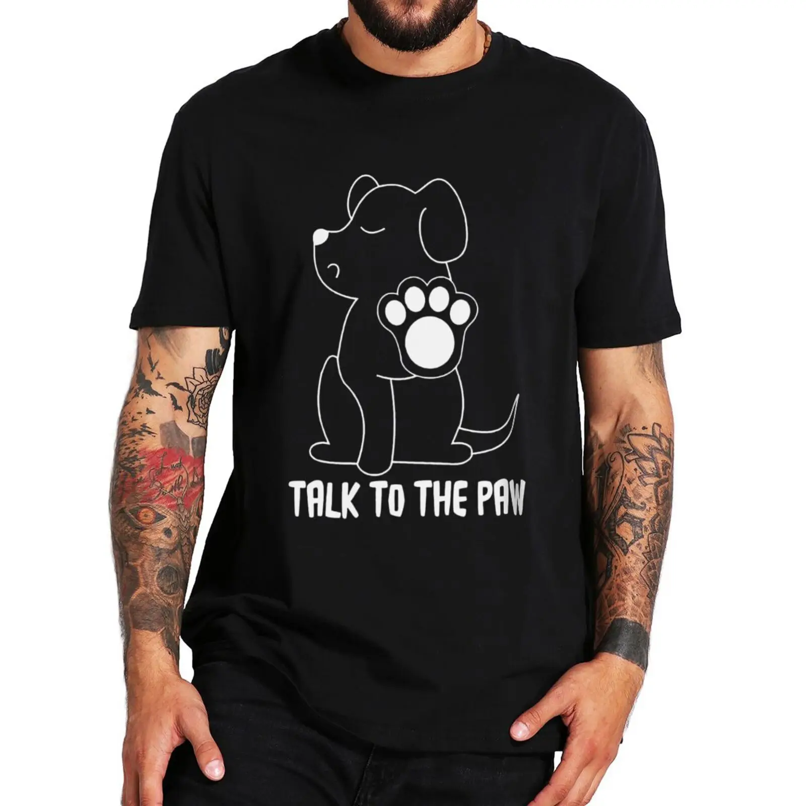 

Футболка с надписью Talk To The Paw, смешные Мультяшные собаки, влюбленные, подарок, шутки, футболки, повседневные хлопковые летние футболки унисе...