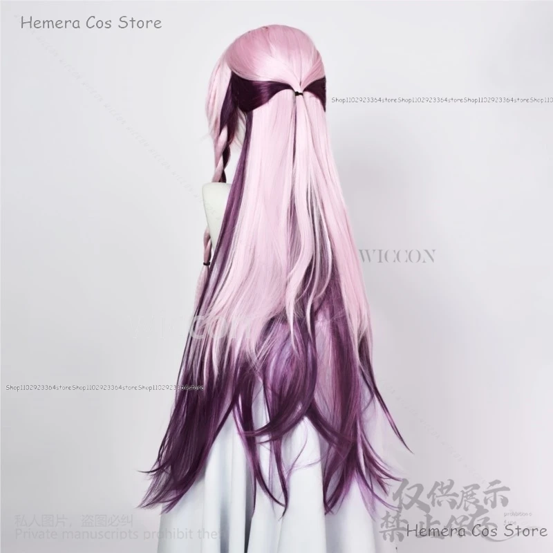 Аниме-игра Genshin Impact карнавальный костюм парик милый розовый фиолетовый длинные