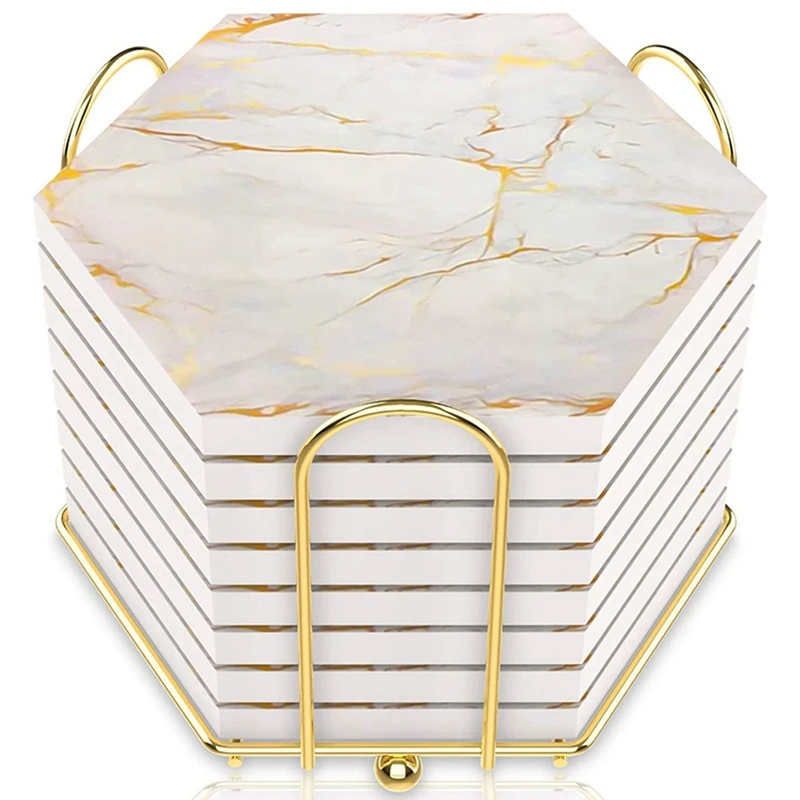 

24 PC Coasters For Drinks Absorbent With Holder Marble Design Ceramic Coaster Set Super Absorbent Hot And Cold Drink