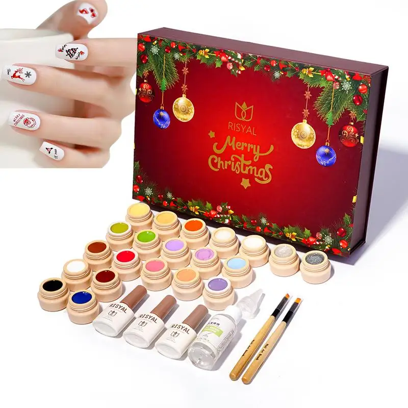 

Christmas Nail Stickers Advent Calendar Countdown Nail Stickers Winter Nail Art Stickers Manicure Decoration accessory For Women