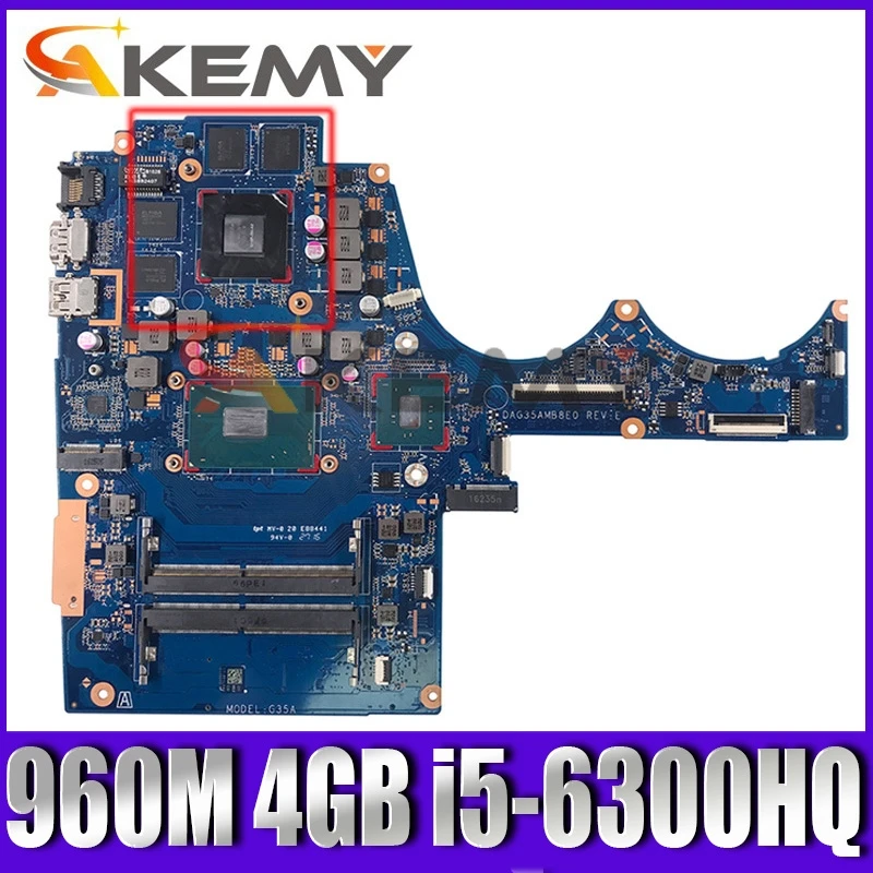 

Материнская плата ноутбука для HP TPN-Q173 115-BC 15-AX G35A DAG35AMB8E0 856679-601 856679-001 856679-501 960M 4 Гб