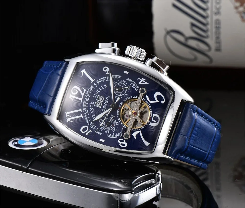 

Luxury Automatic Mechanical Watches for Men WristWatch Tourbillon Skeleton Wrist Clock Male Tonneau Man Wristwatch