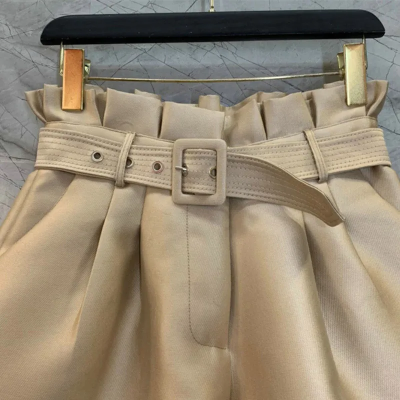 Khaki Shorts Women's Clothing Summer Thin High Waist Wide-Leg Casual Pants Cold Style High-Grade Short Pants Soft Booty Shorts