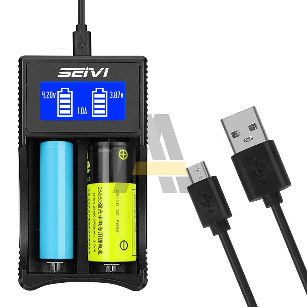 

18650 Charger Dual Slot Lithium Battery 26650 Charger LCD Smart Charger for 18650 18490 18350 17670 17500 16340 AA/AAA Batteries