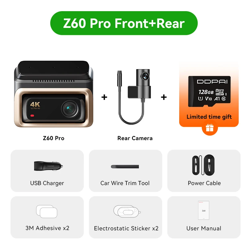 

DDPAI Z60 Pro 4K HDR Ultra HD передняя автомобильная видеорегистратор GPS 5 ГГц Wi-Fi для SONY STARVIS 2 ADAS автомобильный видеорегистратор ночного видения DashCam