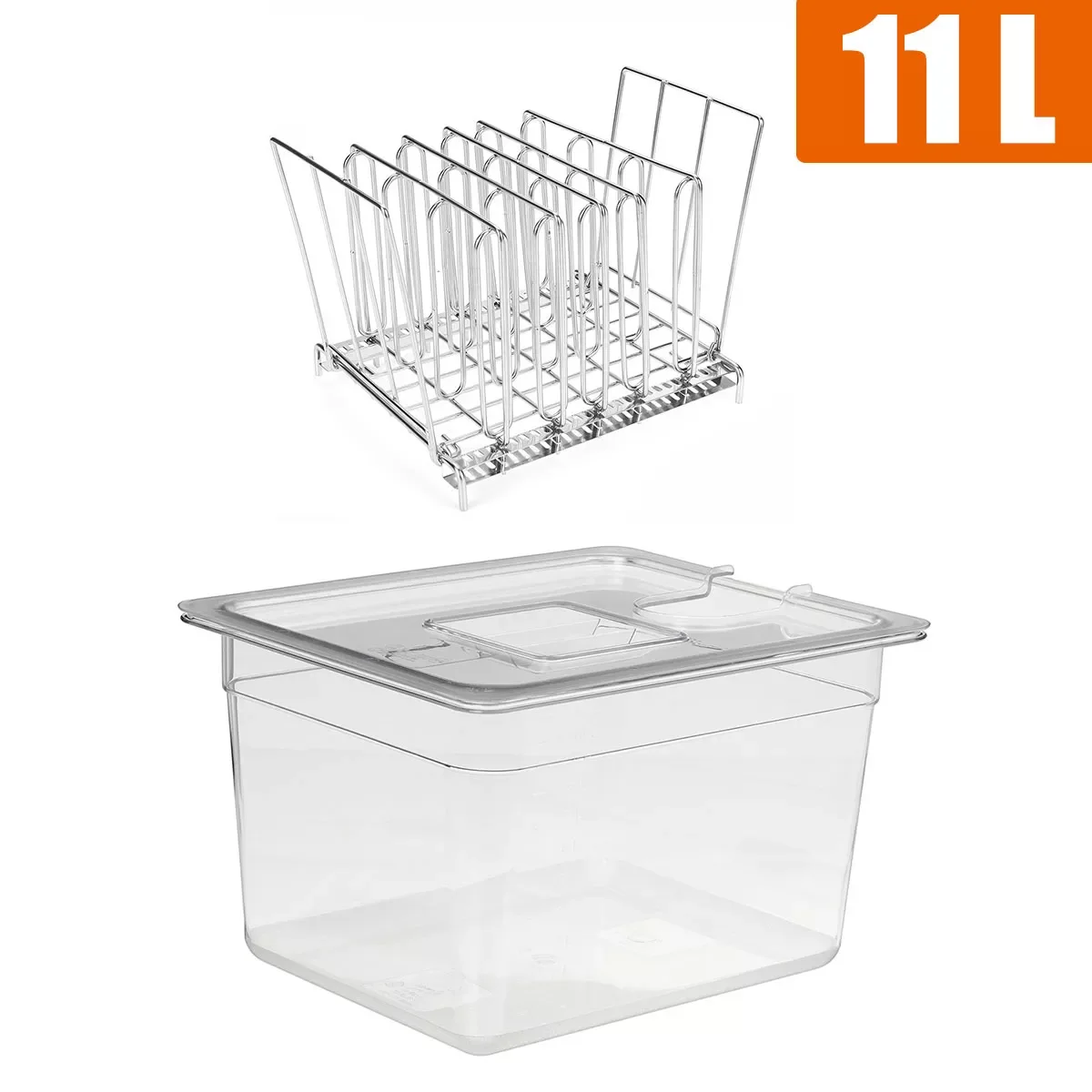 

Stainless Steel Sous Vide Rack and 11L Sous Vide Cooker Containers Sets Detachable Dividers Separator for Immersion Circulators