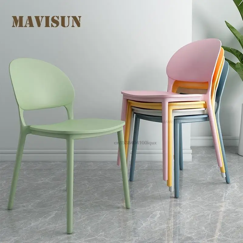 

Nordic Ins Home Modern Minimalist Dining Chair Thickened Plastic Office Hall Reception Chair Set Bedroom Makeup Dresser Stool