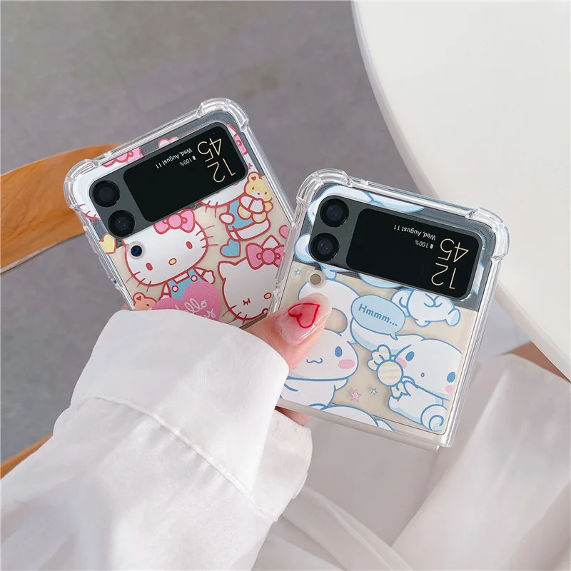 

Cartoon Kitty Cinnamon Dog Phone Case for Samsung Galaxy Z Flip 4 3 Soft TPU Back Cover for ZFlip4 ZFlip3 Cases Protective Shell