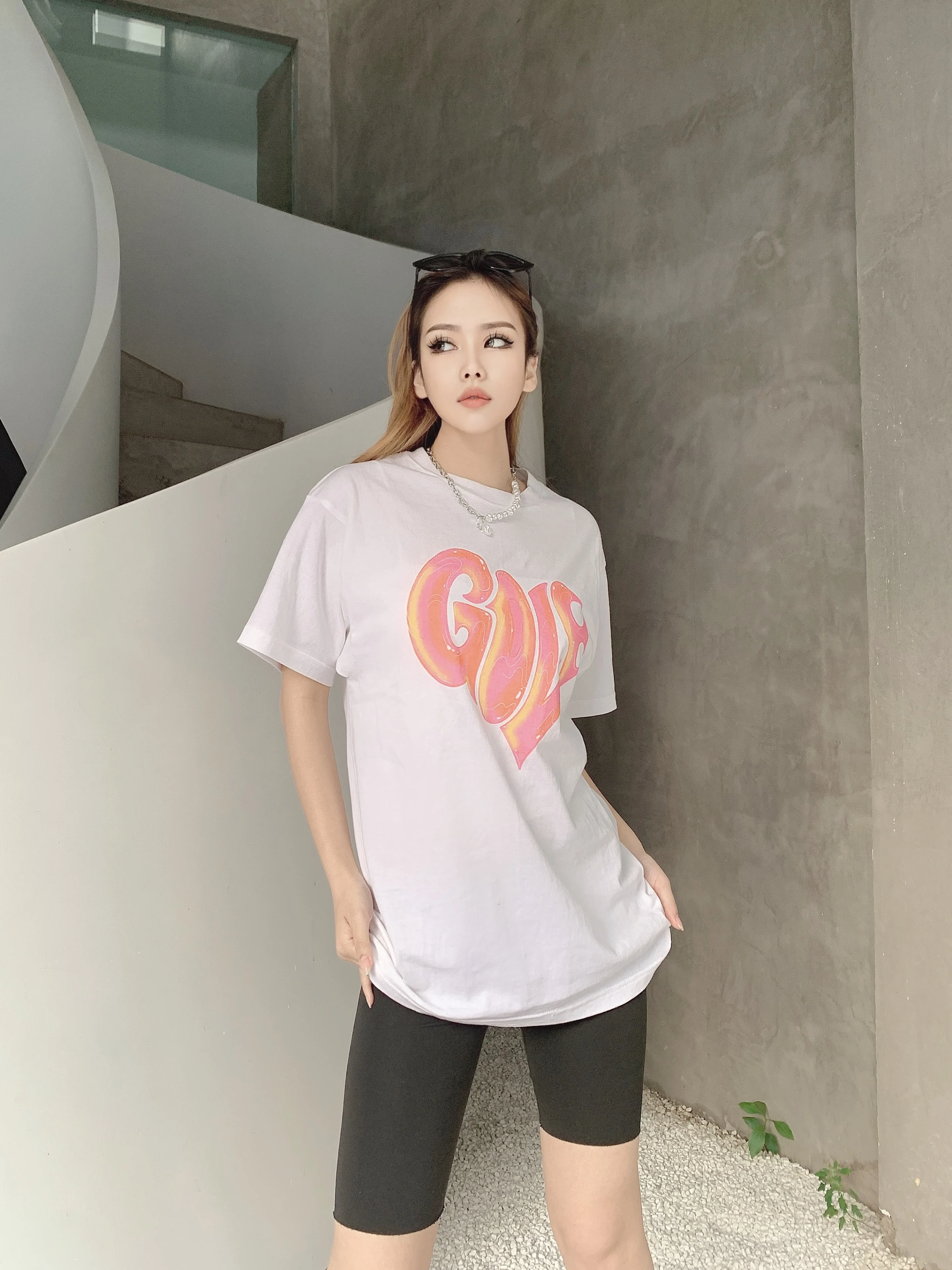 

2022 GOLF Heart Tee dissolves love cotton loose T-shirt round neck short-sleeved casual men women street T-shirt TX691