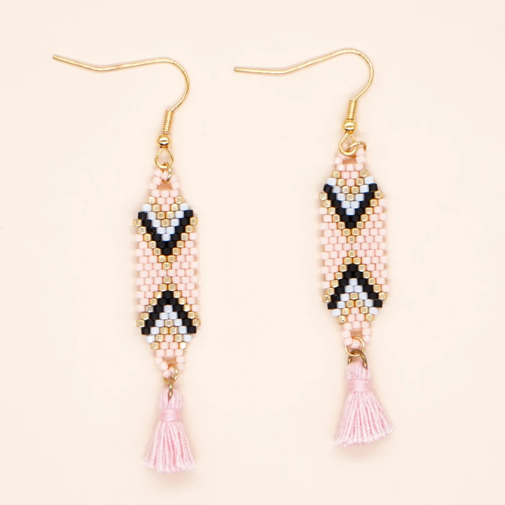 Go2Boho New Arrival Arrow Pink Tassel Earring Bohemia Jewelry Miyuki Beads Handmade Earrings Gifts For Women