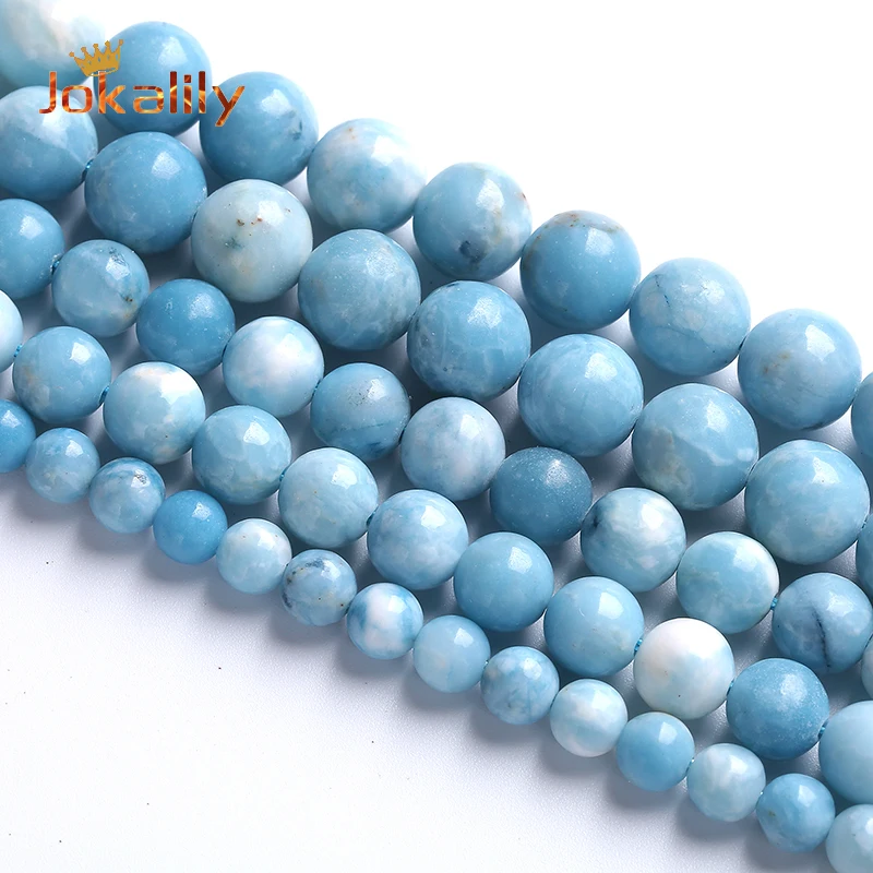 

Natural Dream Lace Blue Larimar Stone Round Beads For Jewelry Making Loose Spacers Beads DIY Bracelets Necklaces 6 8 10 12mm 15"