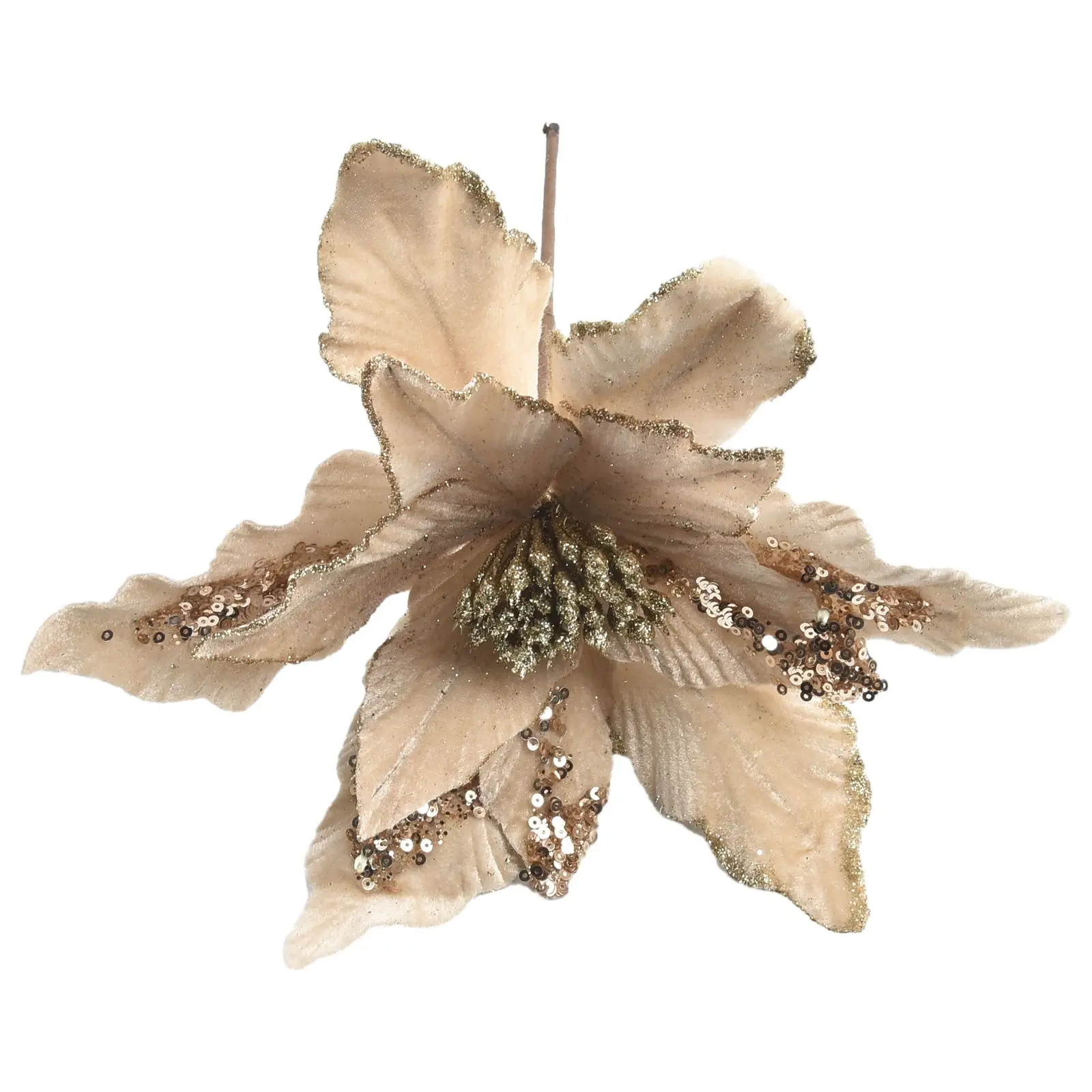 Рождественская пуансеттия блестящее цветочное украшение 28 см ткань + пластик