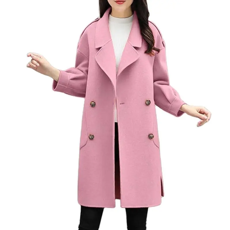 

Модное шерстяное пальто для женщин на весну и осень Новинка в Корейском стиле темпераментное свободное шерстяное теплое пальто средней длины выше колена