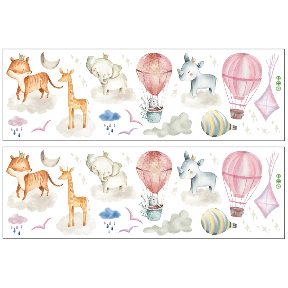 

2 Sets Delicate Decorative Lively Living Room Wall Decals Nursery Wall Decals Animals Wallpaper Wall Stickers Decoration