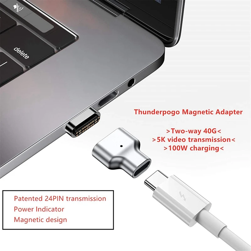 Магнитный адаптер USB C 24-контактный разъем типа поддержка быстрой зарядки PD 100 Вт