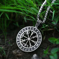 men nordic viking compass pendant necklace stainless steel retro odin rune viking necklace mens chain amulet jewelry gift