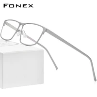 fonex pure titanium eyeglasses frame men prescription eye glasses for men square glasses male myopia optical frames eyewear 871