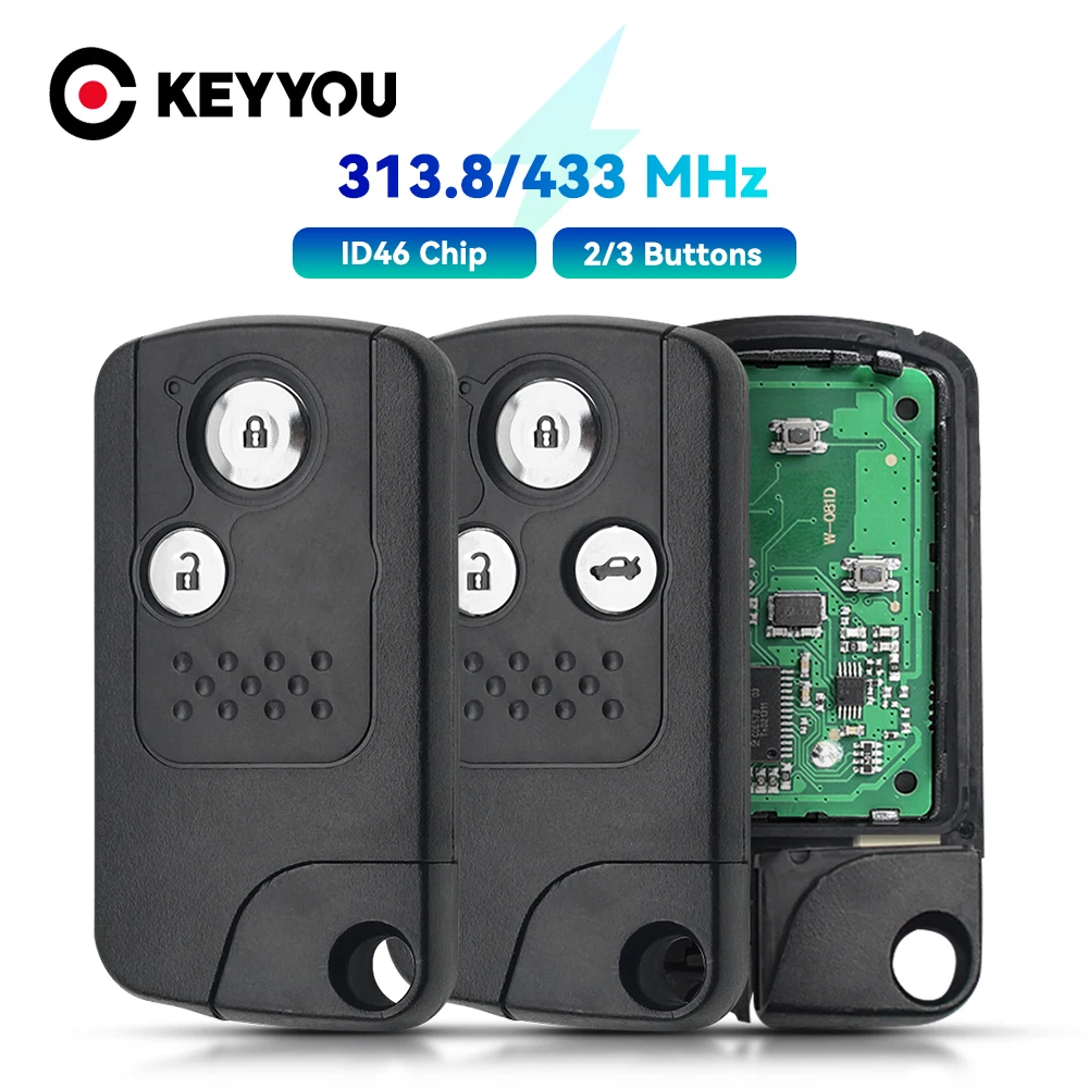 

KEYYOU Remote Car Key 313.8/433MHZ ID46 pcf7953 Chip For Honda CRV Accord Civic Odyssey Intelligent 2/3 Buttons Keyless Control
