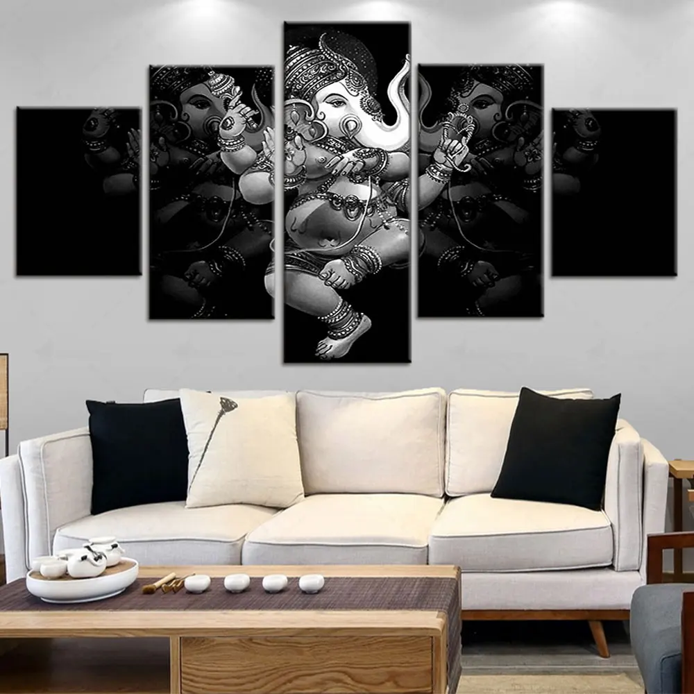 

Artsailing HD 5 Panel Canvas Painting Home Decor Modular Indian Ganesha Picture Modern Printed Religion Poster For Living Room