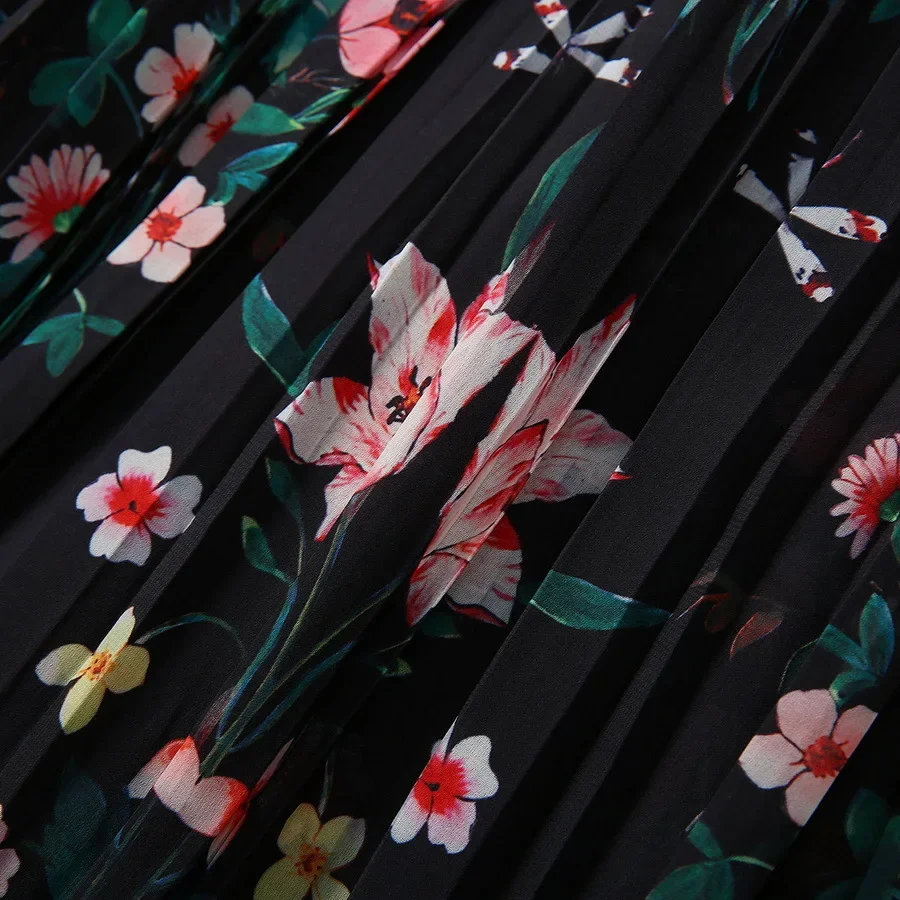 Длинное платье XXL с цветочным принтом новое лето-осень 2024 стильное тяжелое