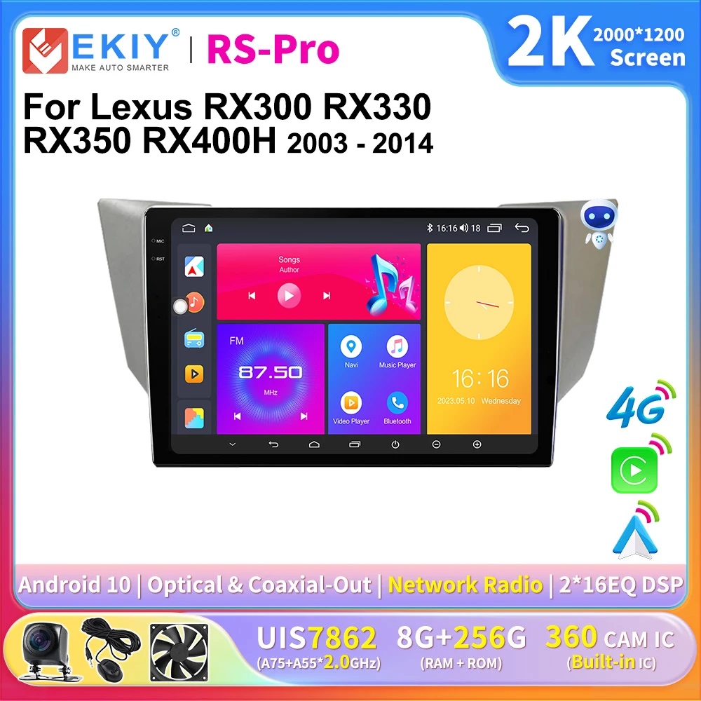 

EKIY 2K Экран Автомобильный стерео 2Din Android для Lexus RX300 RX330 RX350 RX400H 2003-2014 DSP Радио мультимедийный плеер Auto CarPlay GPS