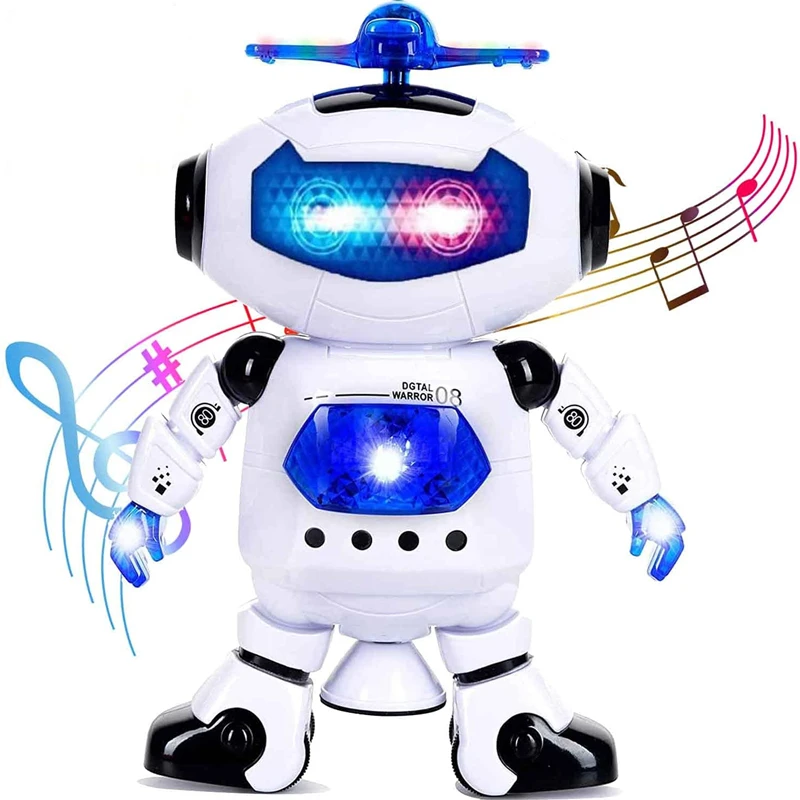

New Dancing Robot Toys 360 Body Spinning Dancing Robot Toy with LED Lights Flashing Music Toy Educational Interactive Toys Kids