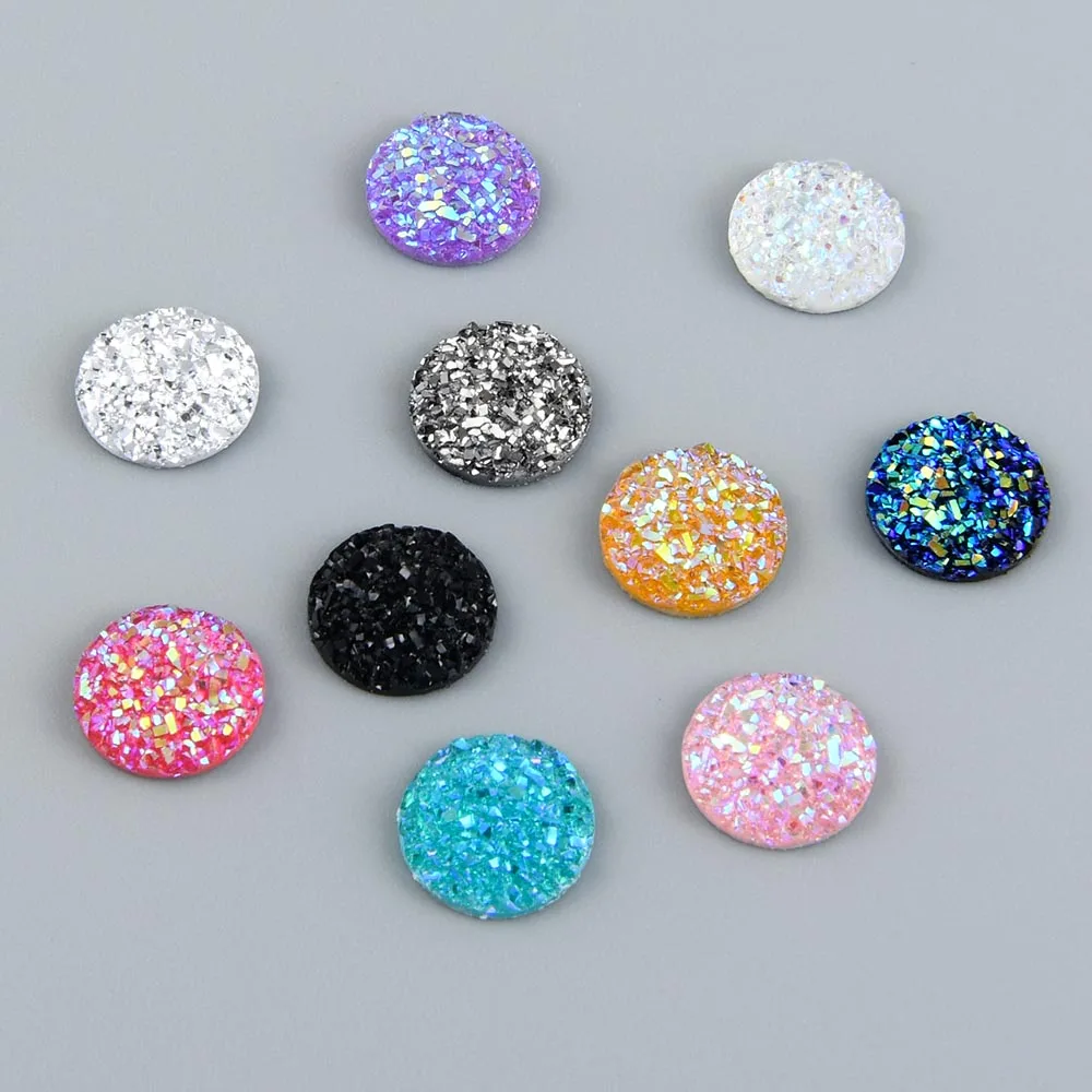 60 шт. 12 мм круглые блестящие неправильной поверхности руда AB Стразы с плоским