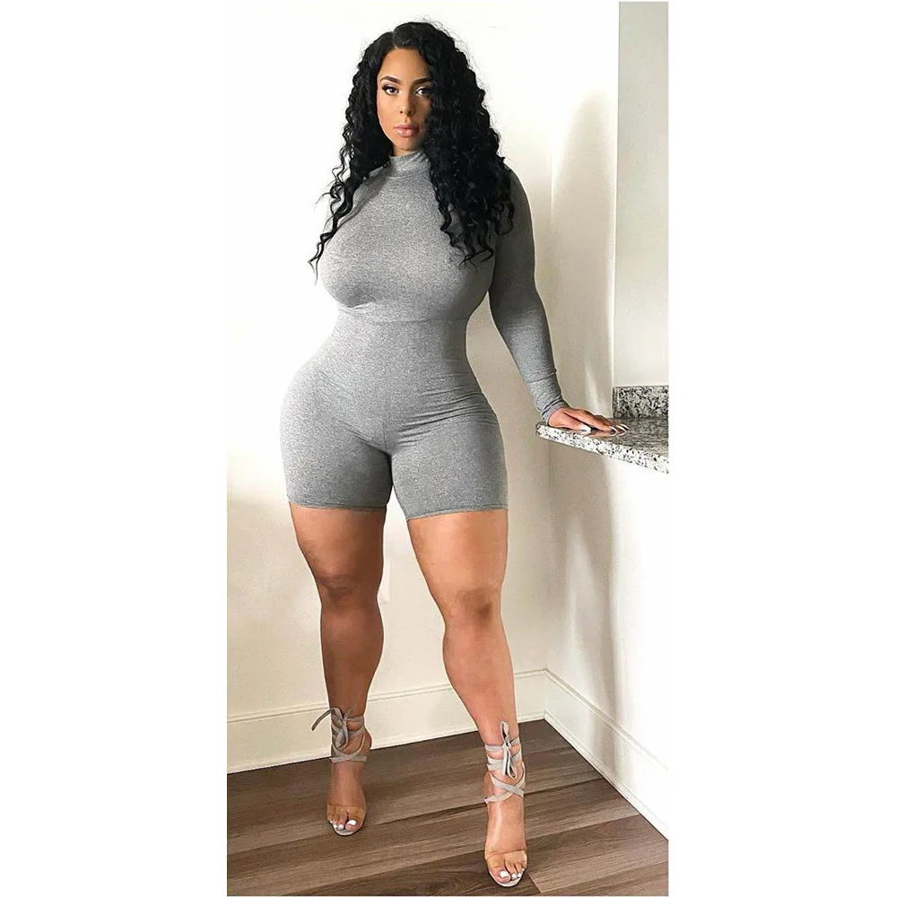 Новый Модный женский комбинезон с длинным рукавом однотонный спортивный