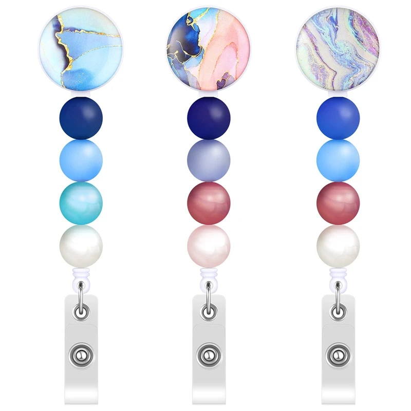

Badge Holder Reel Retractable ID Badge Clip Nurse Badge Holder Reels Beaded ID Name Badge Holder for Teacher Student