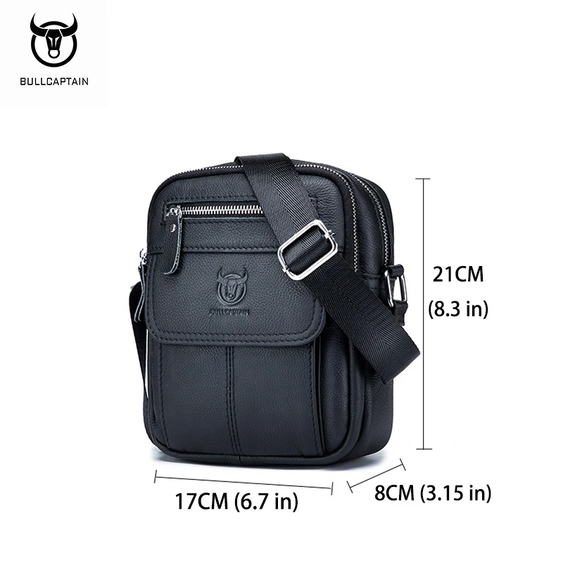 BULLCAPTAIN Men's Genuine leather Top layer cowhide business casual one-shoulder messenger bag Shoulder bag 016