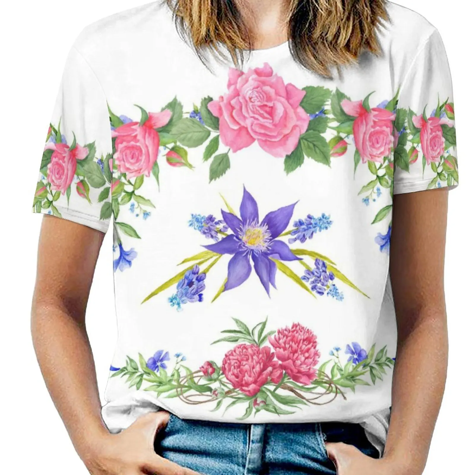 

Funny Shabby Chic Watercolor Vignettes Vinyl Wall Mural Tees High Quality Crewneck Sport Fitness USA Size