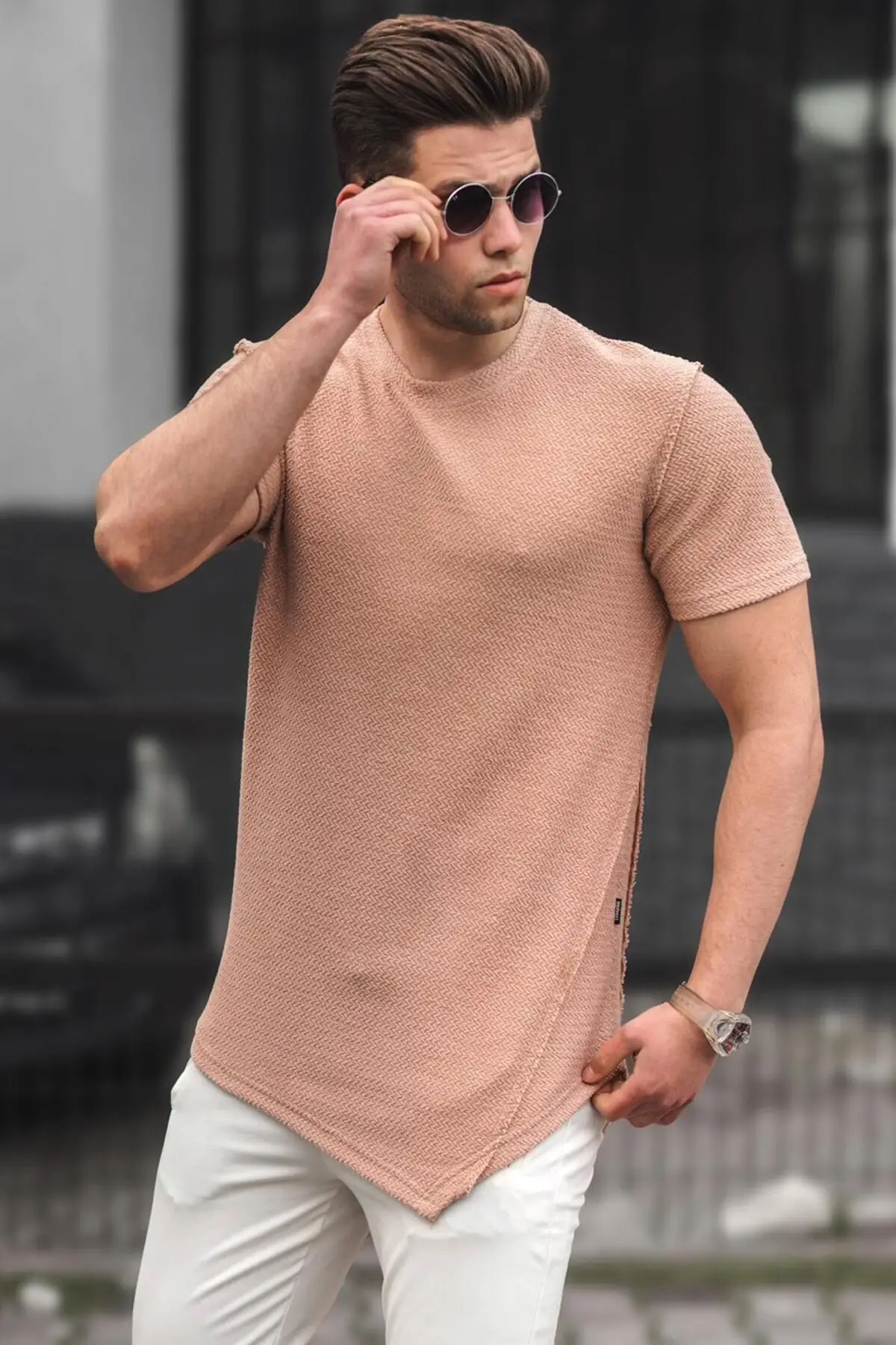 

Beige Asymmetrical Fit Men's T-Shirts Men's T-Shirts Sport Stylish 2021