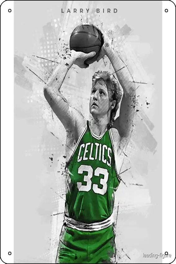 Игровой мяч La.r.ry B.i.r.d в белом и черном цвете металлический жестяной знак 12X8 дюймов