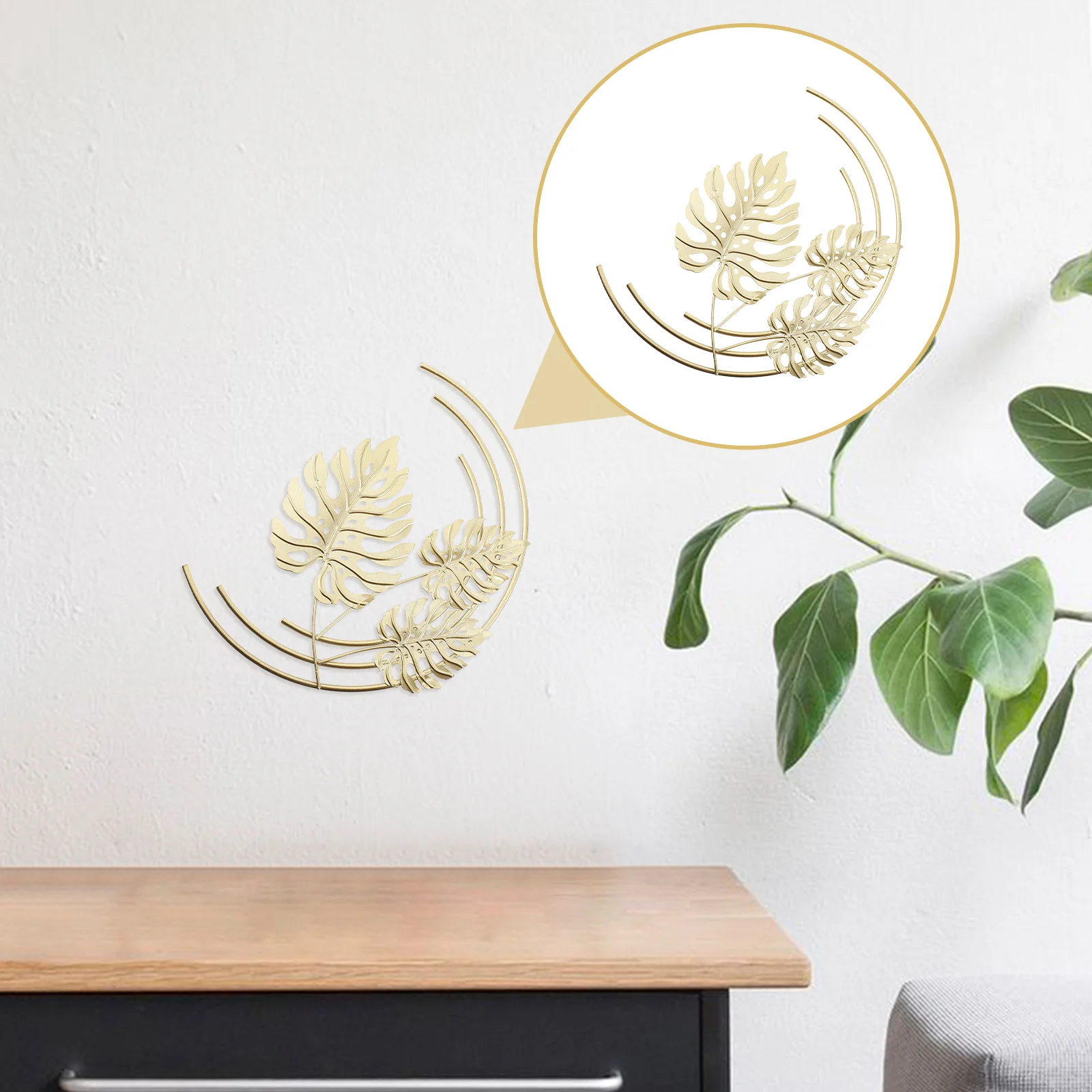

Wall Leaf Decor Metal Leaves Golden Hanging Ginkgo Sculpture Palm Monstera Iron Decorative Wrought Home Ornament Ecor Artificial