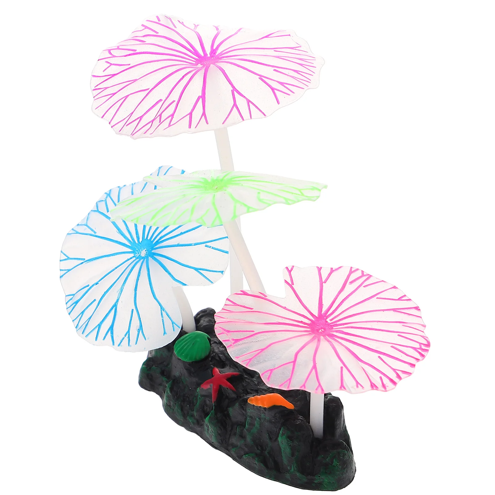 

Aquariumtank Decor Lotus Leafartificial Ornament Fakesilicone Glowing Coral Decorations Dark Decoration Theglow Landscape Effect