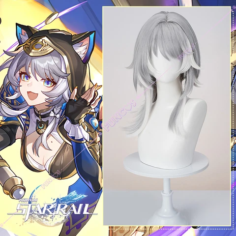 Honkai Star Rail Cipher Косплей Парик Серебристо-серые волосы Термостойкие парики для женщин Девочек Мужчин Chrysos Heirs Free Парик Кепка Карнавал
