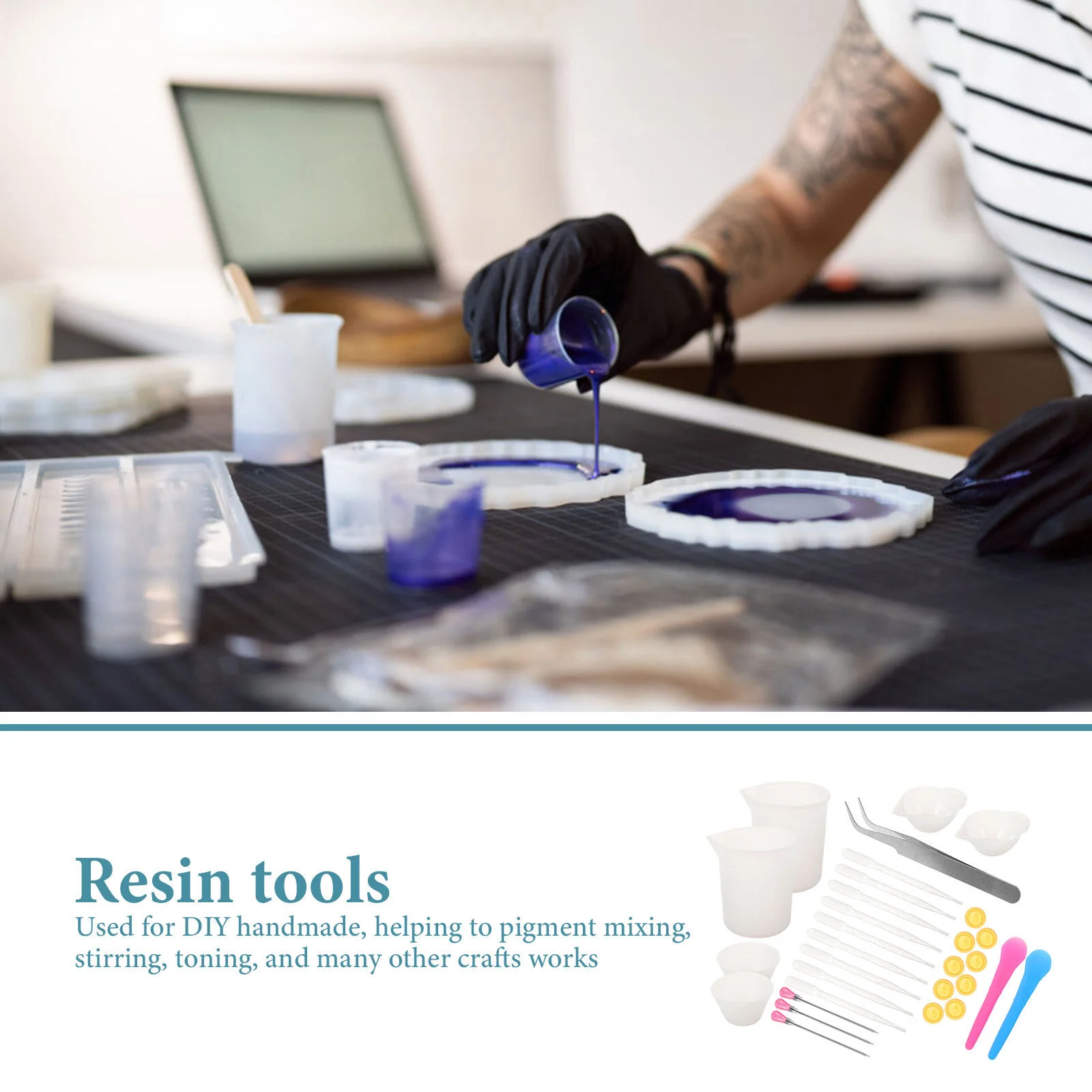 Cake Mold Jewelry Tools Making Silicone Suite Resin Kit Supplies Silica Gel Mixing Cups Molds