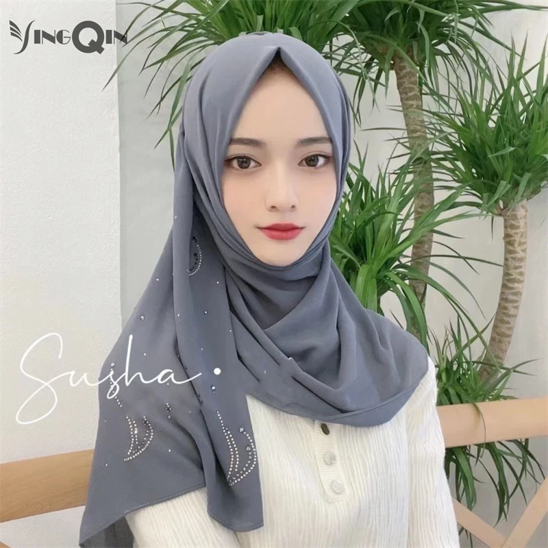Muslim Women Headscarf Freeshipping Chiffon Summer Malaysia Silk Shawl Scarf Hijab Hat Islam Saudi Arabia Headwrap New Fashion
